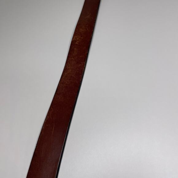 Men's Fossil Distressed Leather Belt Silver Buckle Embossed Logo Dark Brown 36 - Picture 10 of 15